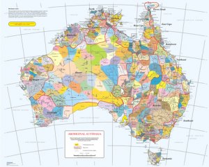 Map of the general location of larger Aboriginal groupings of people in Australia